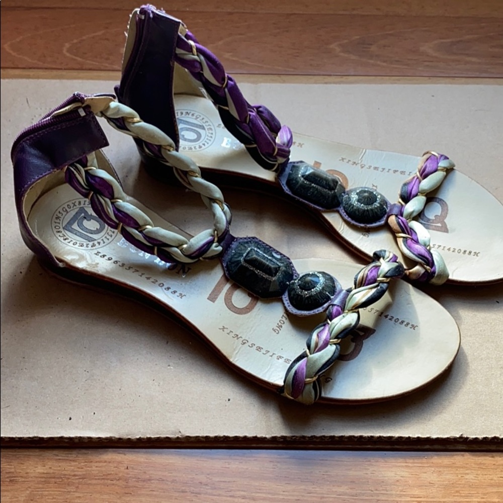 Purple satin and stone sandals